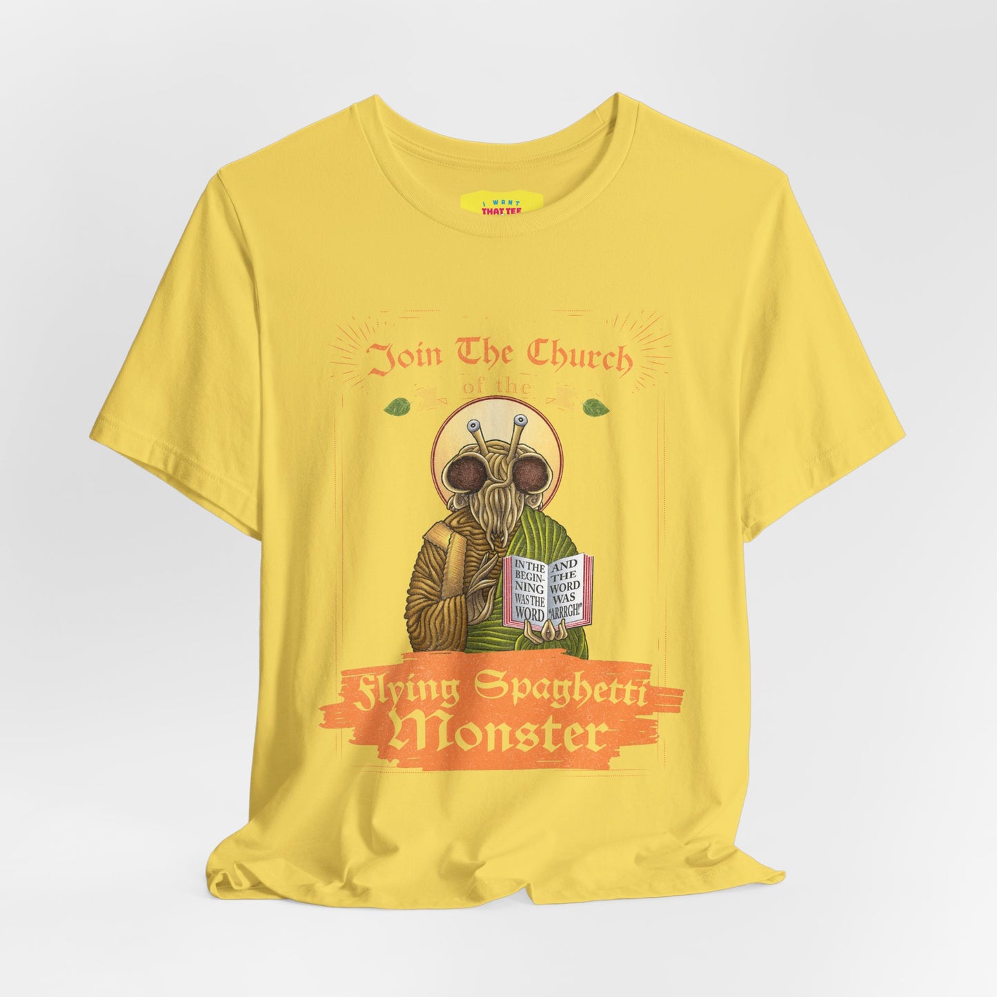 JOIN THE CHURCH OF THE FLYING SPAGHETTI MONSTER (Unisex Jersey Short Sleeve Tee)
