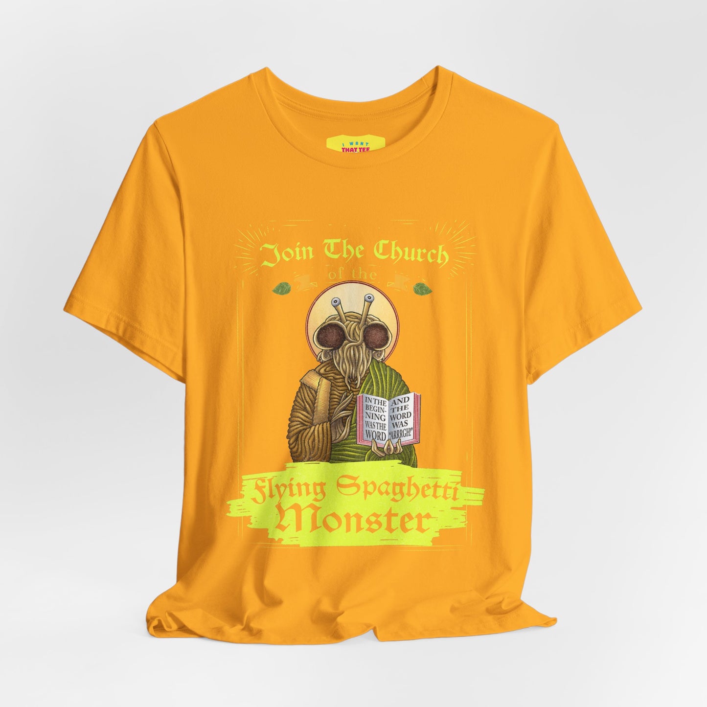 JOIN THE CHURCH OF THE FLYING SPAGHETTI MONSTER (Unisex Jersey Short Sleeve Tee)