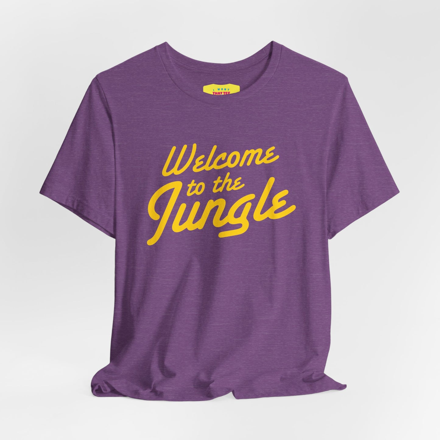WELCOME TO THE JUNGLE - G'N'R (Yellow text, Unisex Softstyle T-Shirt)