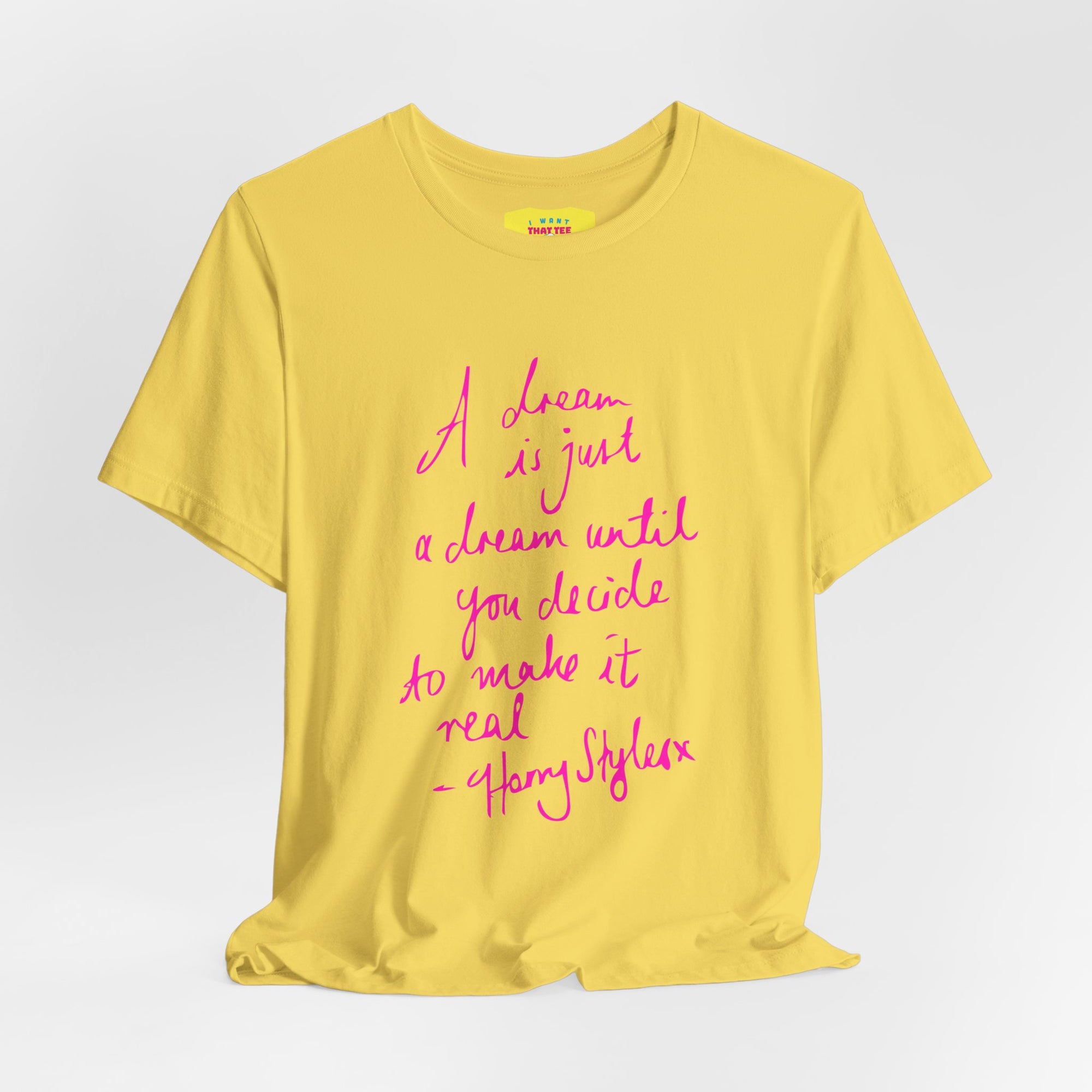 A DREAM IS JUST A DREAM - HARRY STYLES (Pink text, Unisex Softstyle T-Shirt)