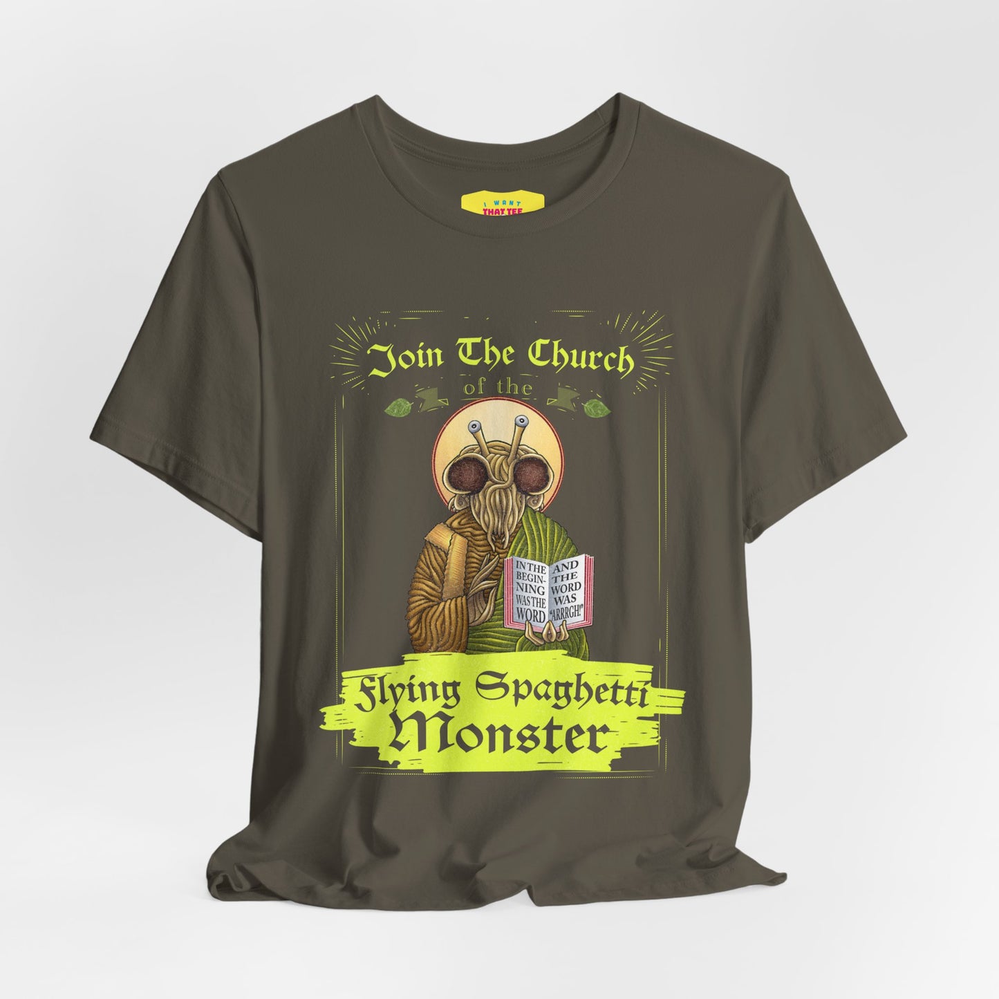 JOIN THE CHURCH OF THE FLYING SPAGHETTI MONSTER (Unisex Jersey Short Sleeve Tee)