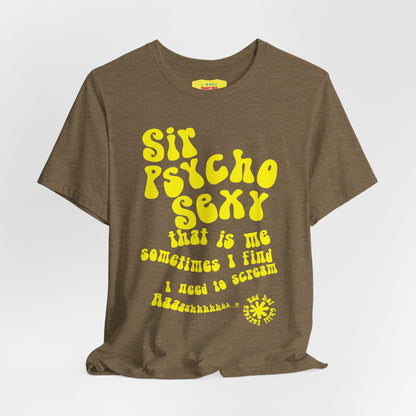 SIR PSYCHO SEXY / Red Hot Chili Peppers (Yellow text, Unisex Softstyle T-Shirt)