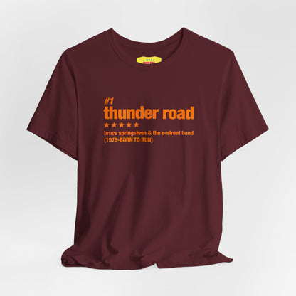 THUNDER ROAD CHART-BRUCE SPRINGSTEEN (Orange text, Unisex Softstyle T-Shirt)