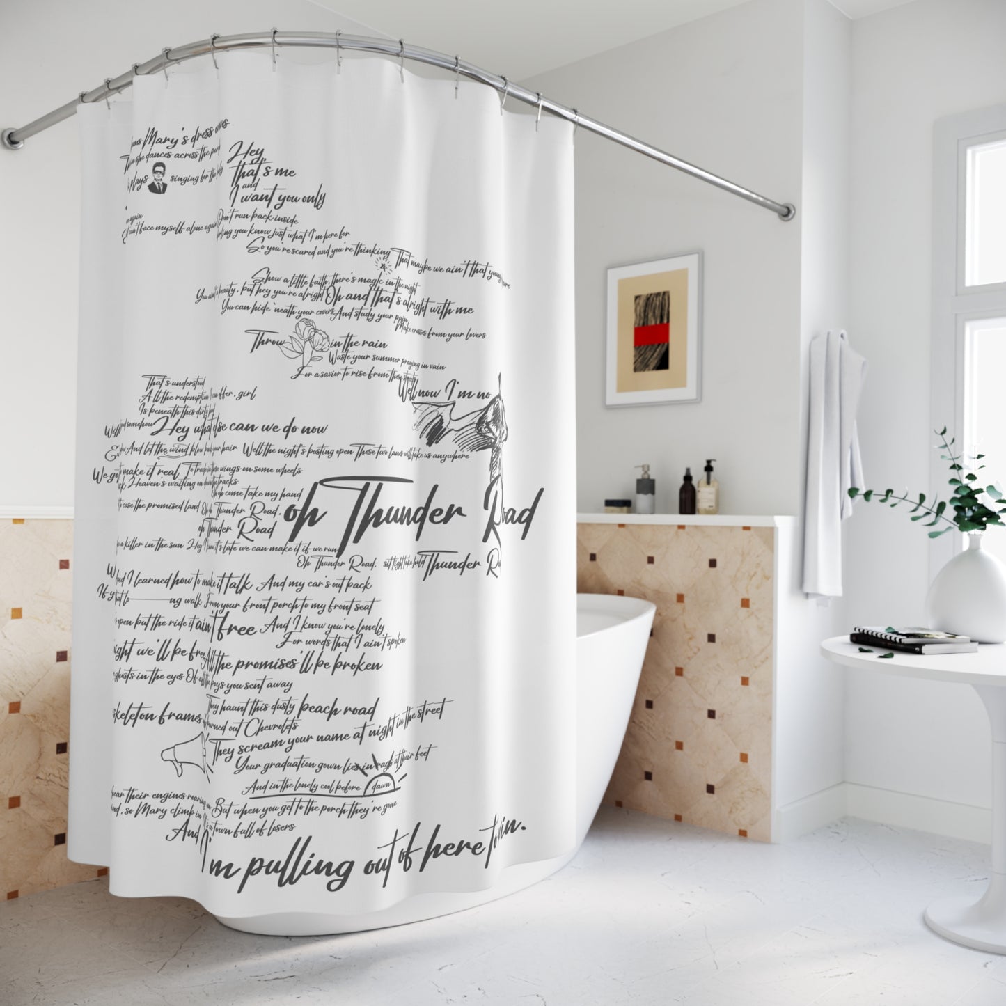 THUNDER ROAD - BRUCE SPRINGSTEEN LYRICS SHOWER CURTAIN