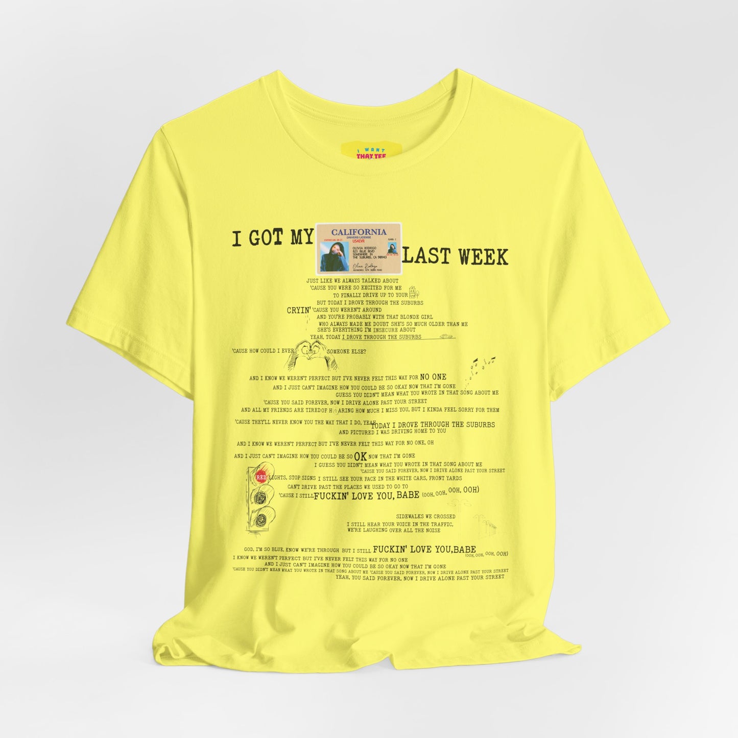 DRIVERS LICENSE - OLIVIA RODRIGO (Unisex Jersey Short Sleeve Tee)