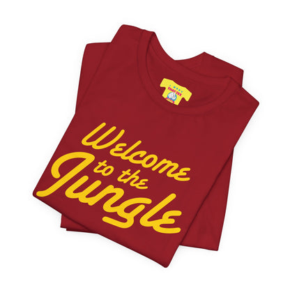 WELCOME TO THE JUNGLE - G'N'R (Yellow text, Unisex Softstyle T-Shirt)