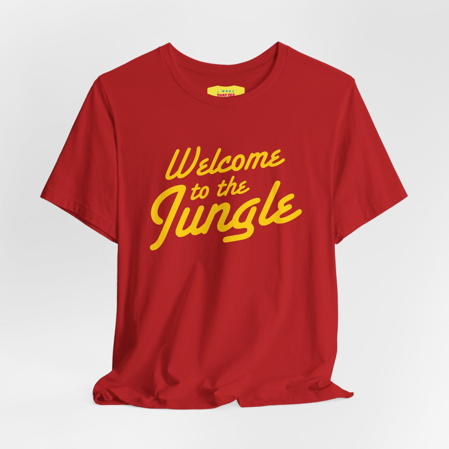WELCOME TO THE JUNGLE - G'N'R (Yellow text, Unisex Softstyle T-Shirt)
