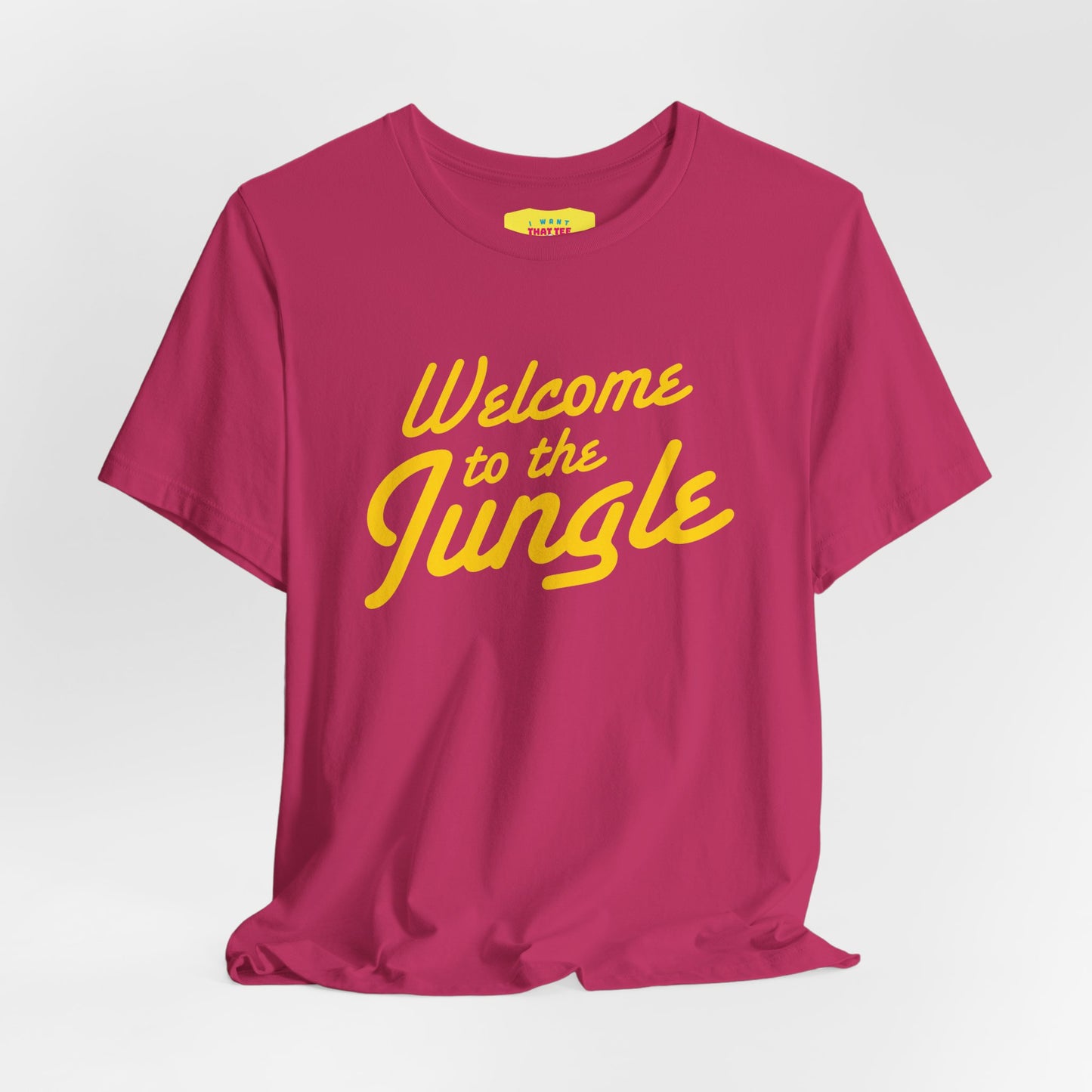 WELCOME TO THE JUNGLE - G'N'R (Yellow text, Unisex Softstyle T-Shirt)
