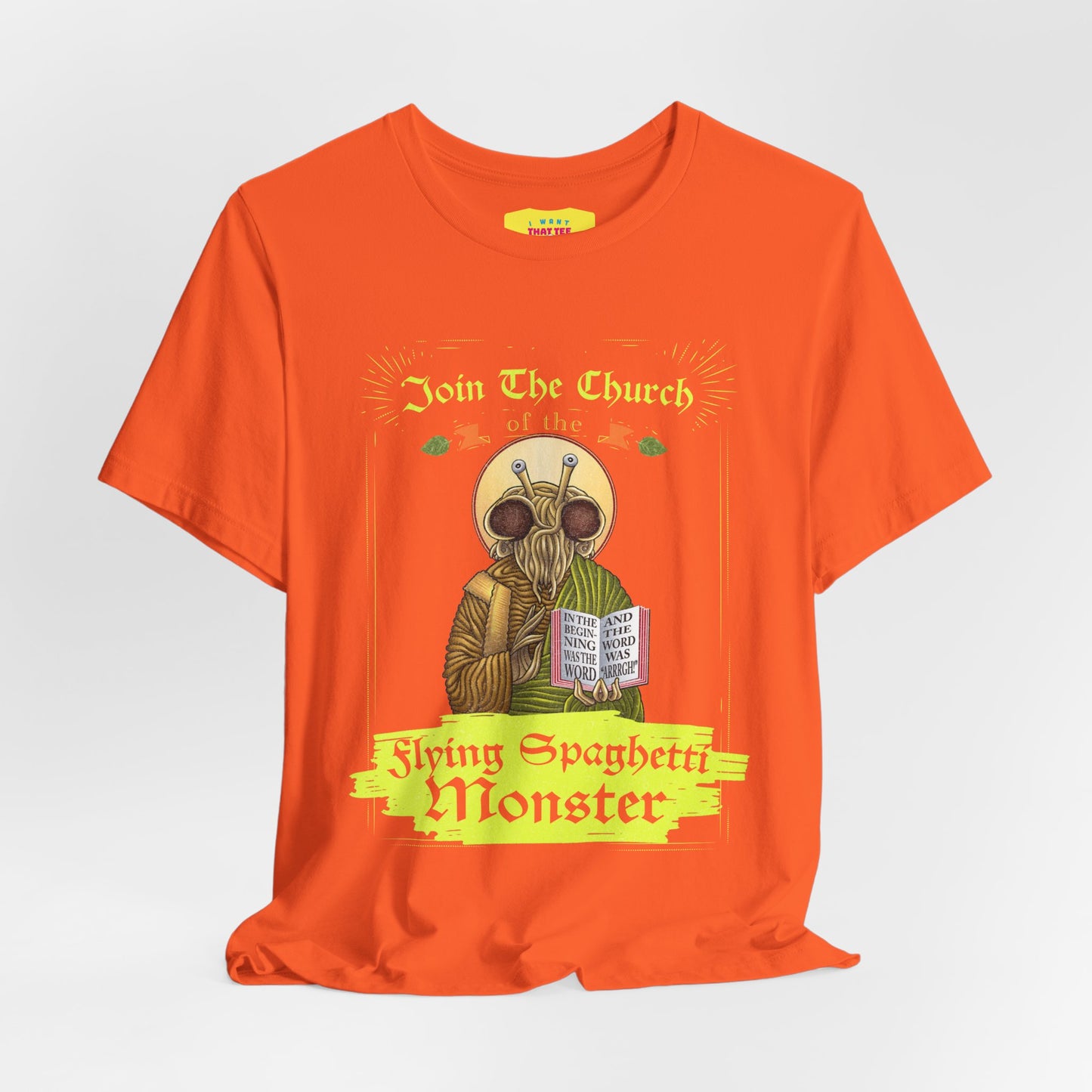 JOIN THE CHURCH OF THE FLYING SPAGHETTI MONSTER (Unisex Jersey Short Sleeve Tee)