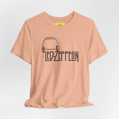 POWERED BY LED ZEPPELIN (Black text, Unisex Softstyle T-Shirt)