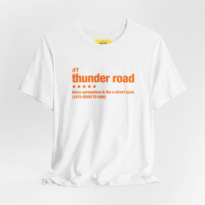 THUNDER ROAD CHART-BRUCE SPRINGSTEEN (Orange text, Unisex Softstyle T-Shirt)