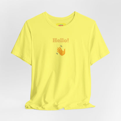 HELLO (front) / GOODBYE (back) (Unisex Jersey Short Sleeve Tee)