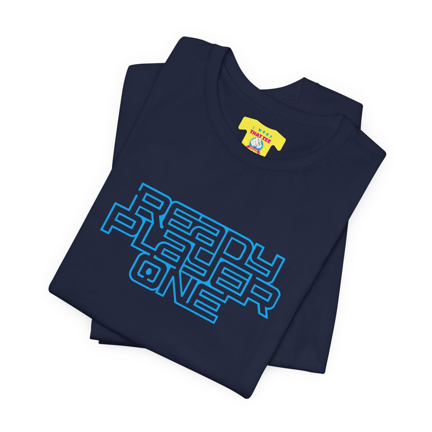 READY PLAYER ONE - STEVEN SPIELBERG'S MOVIE (Cyan text, Unisex Softstyle T-Shirt)