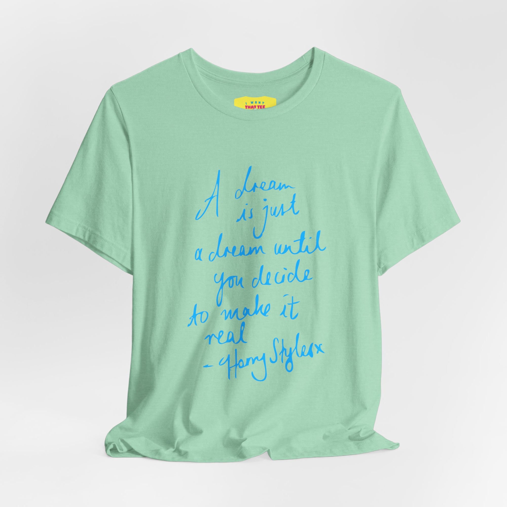 A DREAM IS JUST A DREAM - HARRY STYLES (Light blue text, Unisex Softstyle T-Shirt)