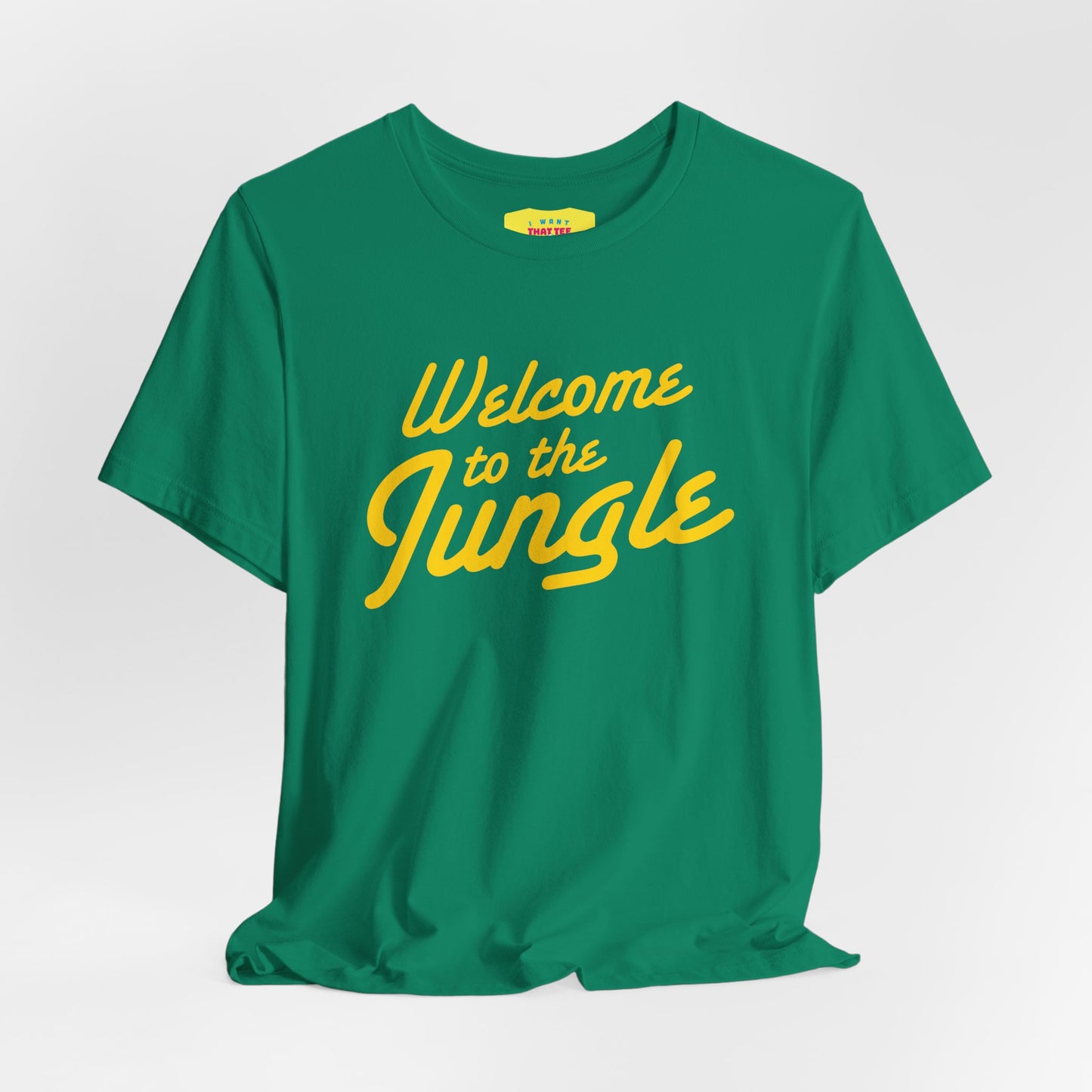 WELCOME TO THE JUNGLE - G'N'R (Yellow text, Unisex Softstyle T-Shirt)