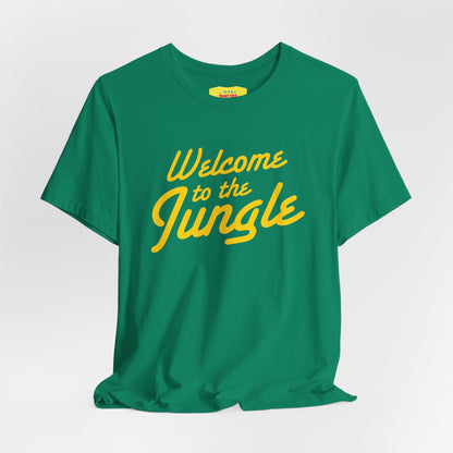 WELCOME TO THE JUNGLE - G'N'R (Yellow text, Unisex Softstyle T-Shirt)