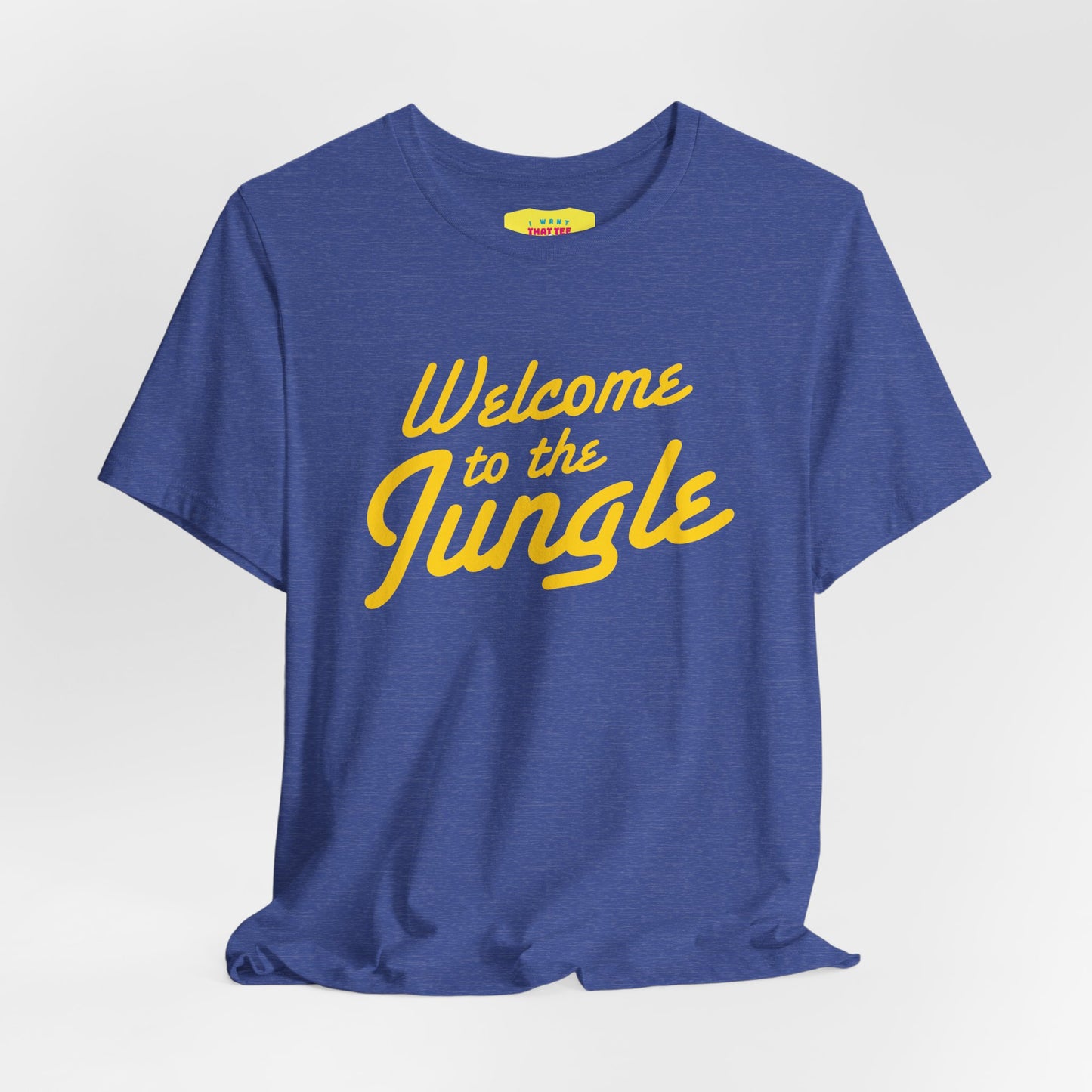 WELCOME TO THE JUNGLE - G'N'R (Yellow text, Unisex Softstyle T-Shirt)