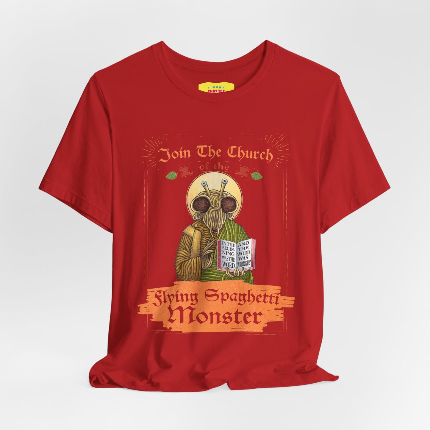 JOIN THE CHURCH OF THE FLYING SPAGHETTI MONSTER (Unisex Jersey Short Sleeve Tee)