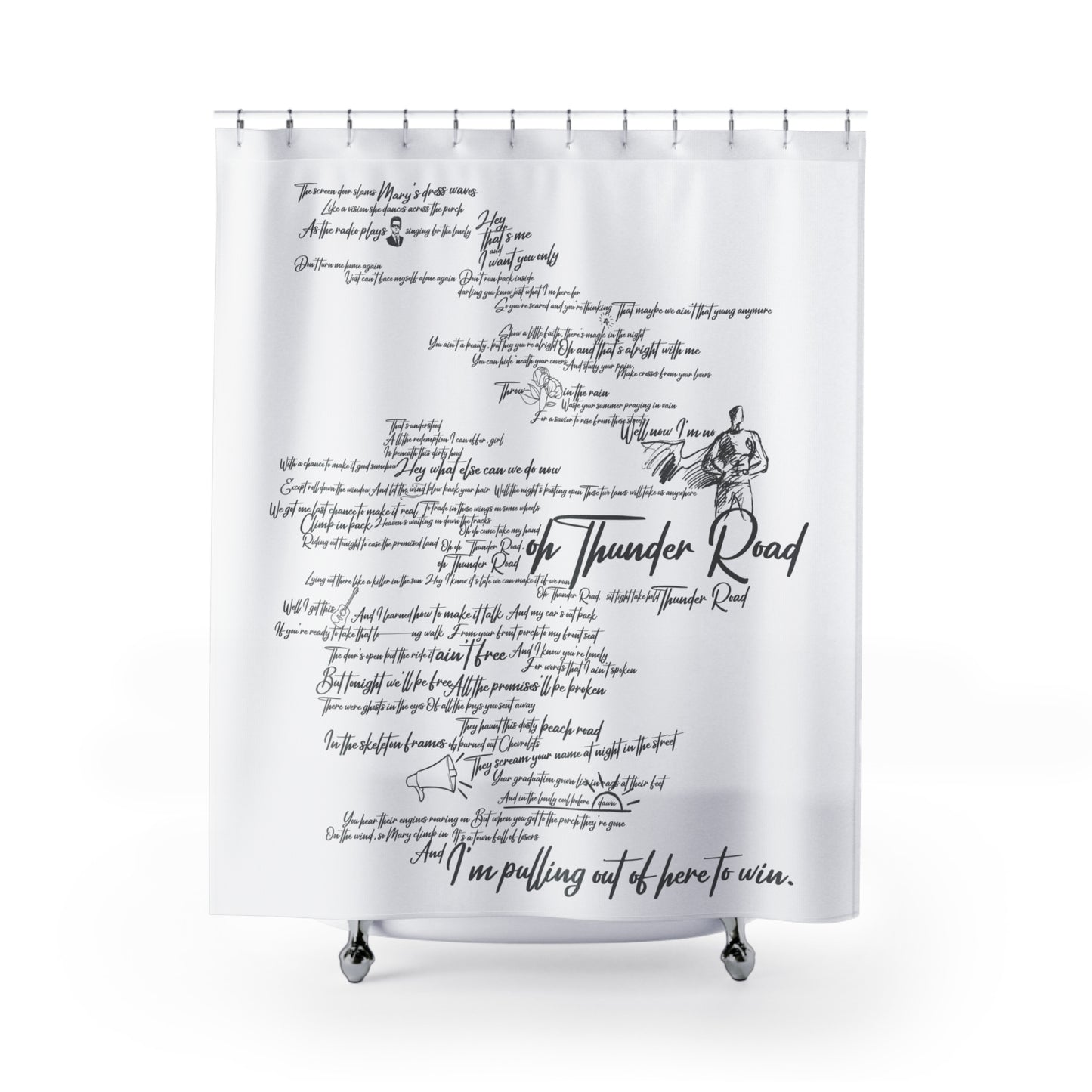 THUNDER ROAD - BRUCE SPRINGSTEEN LYRICS SHOWER CURTAIN